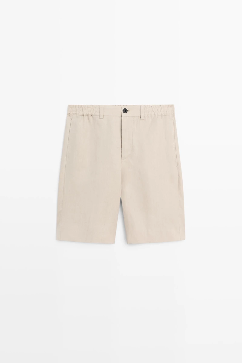100% linen short Bermuda shorts