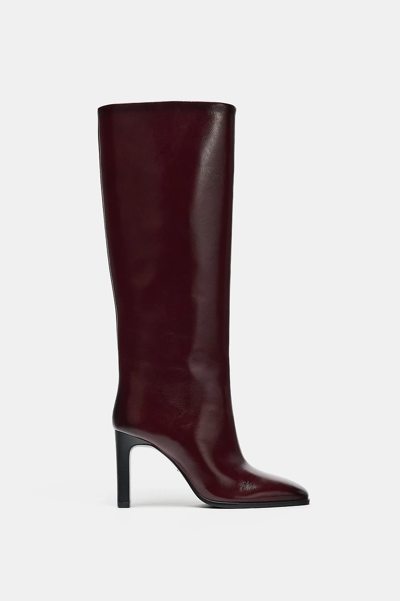 WIDE HEEL LEATHER BOOTS