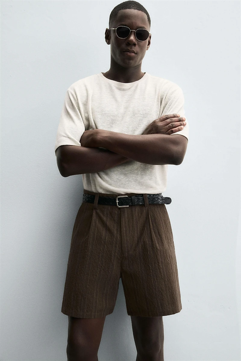 HEMP-VISCOSE STRIPED T-SHIRT