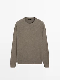Textured cotton blend knit sweater