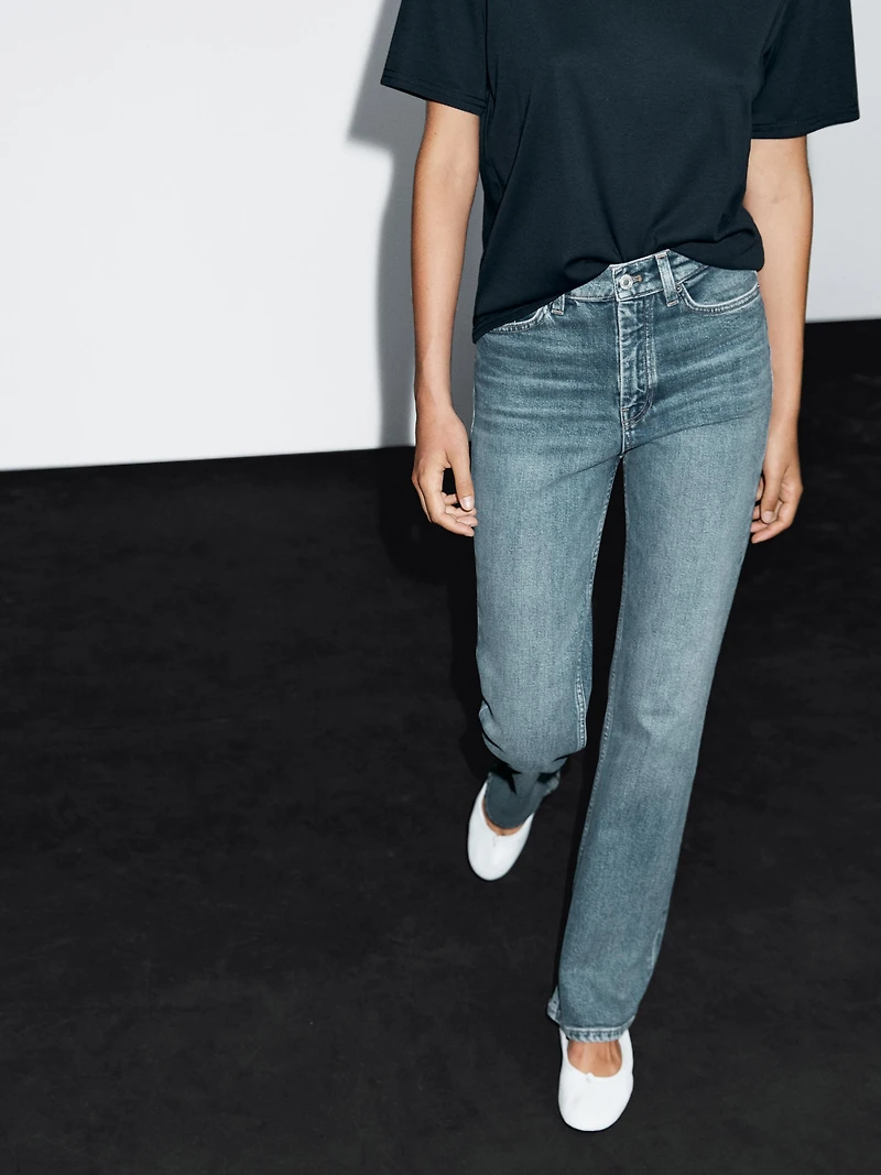 High-waist boot-cut jeans