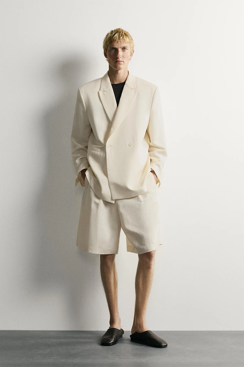 VISCOSE - LINEN DOUBLE-BREASTED BLAZER