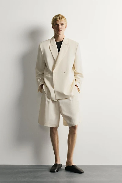 VISCOSE - LINEN DOUBLE-BREASTED BLAZER