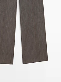 Pantalon droit à chevrons 100 % laine