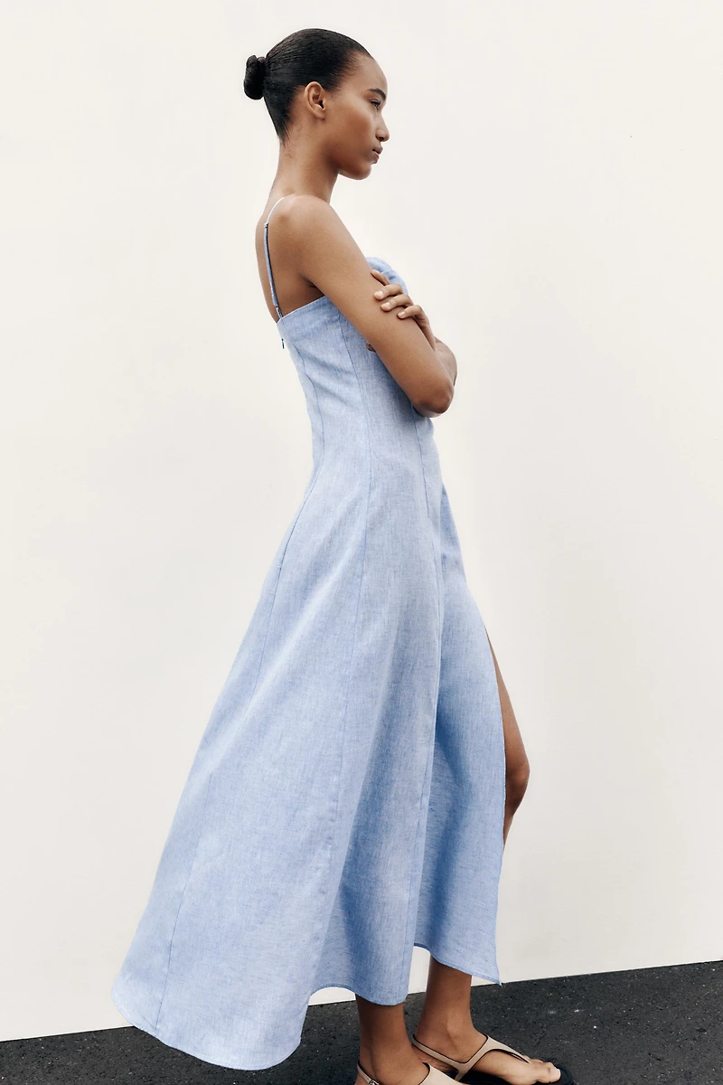 LINEN MIDI CORSET DRESS