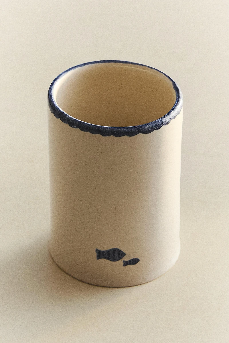 CERAMIC FISH TOOTHBRUSH HOLDER