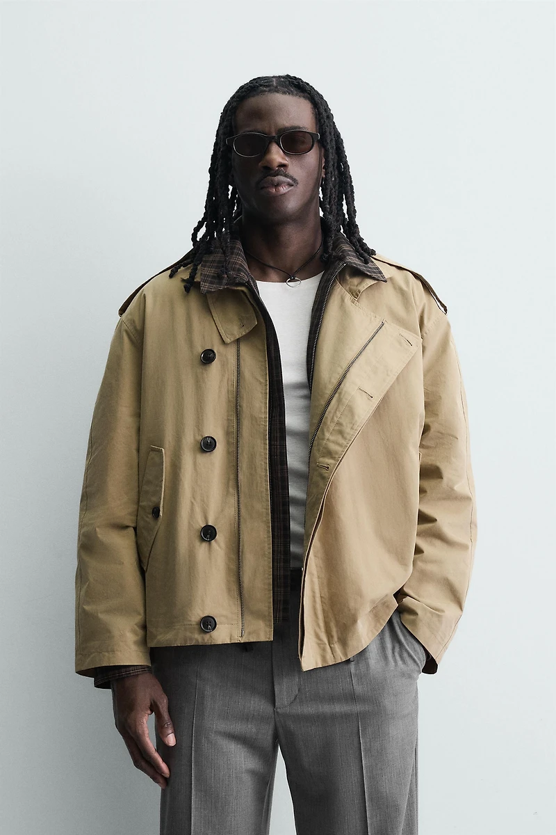 RELAXED FIT SHORT TRENCH COAT