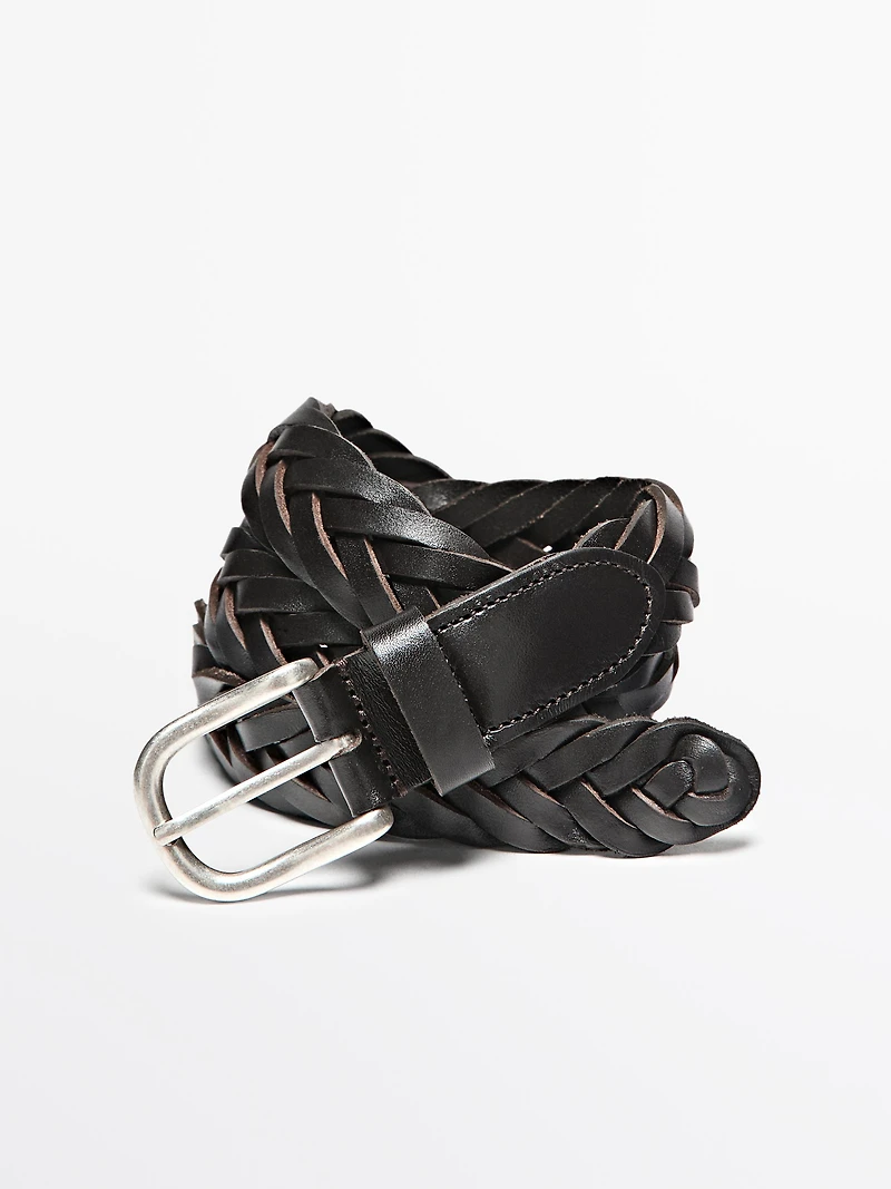 Braided nappa leather belt