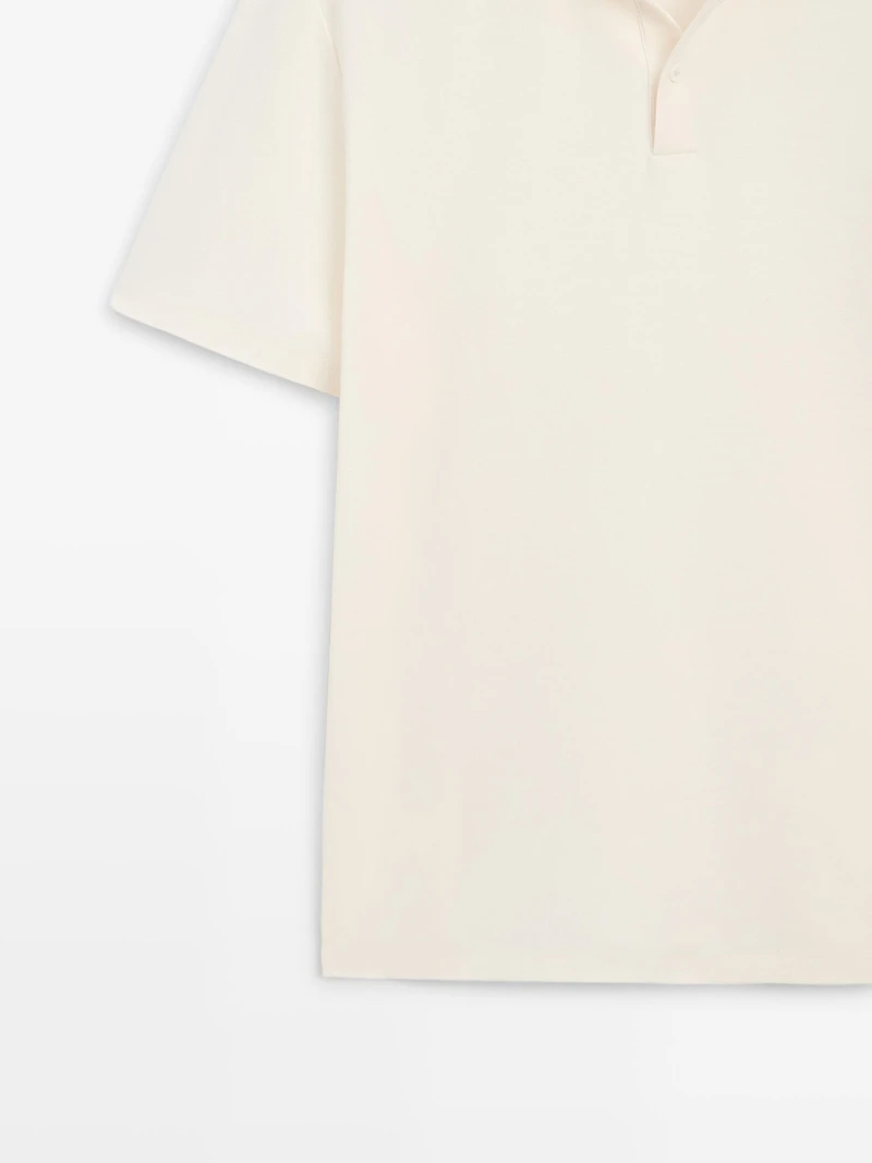 100% cotton textured knit polo shirt
