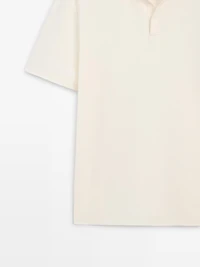 100% cotton textured knit polo shirt