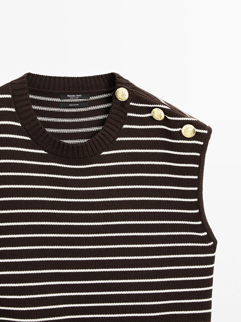 Striped vest with button details