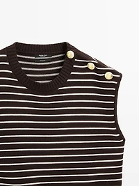 Striped vest with button details