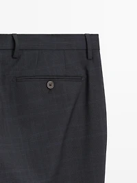 Pantalon de costume à carreaux 100 % laine