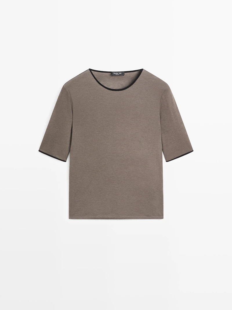 Wool blend T-shirt with contrast detail