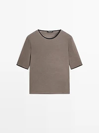 Wool blend T-shirt with contrast detail