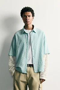 RELAXED FIT SHIRT WITH LAYERED SLEEVE DETAIL