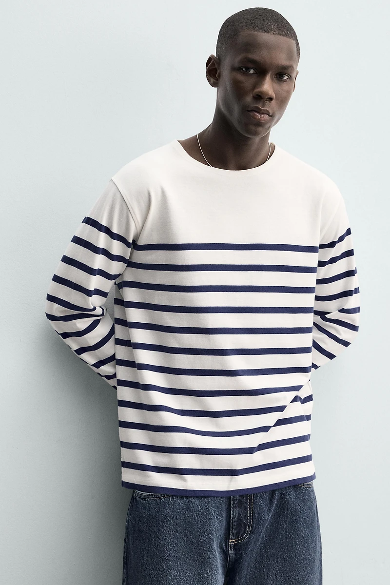 RELAXED FIT STRIPED JACQUARD T-SHIRT