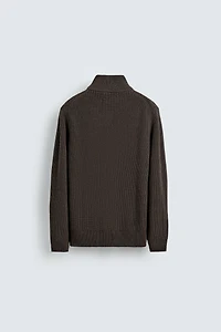 PURL KNIT QUARTER-ZIP SWEATER