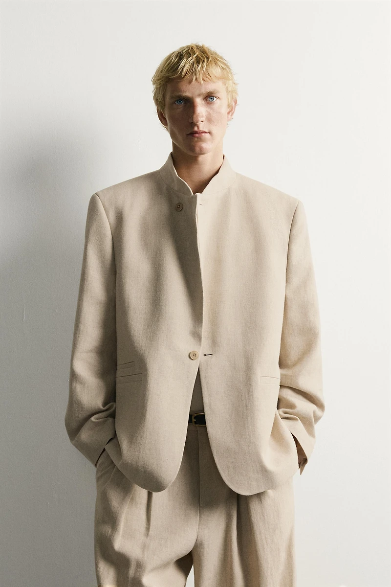 RELAXED FIT DOUBLE BREASTED SUIT BLAZER