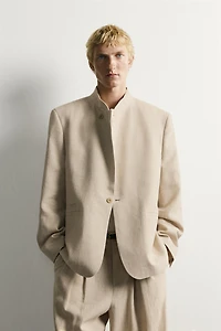 RELAXED FIT DOUBLE BREASTED SUIT BLAZER