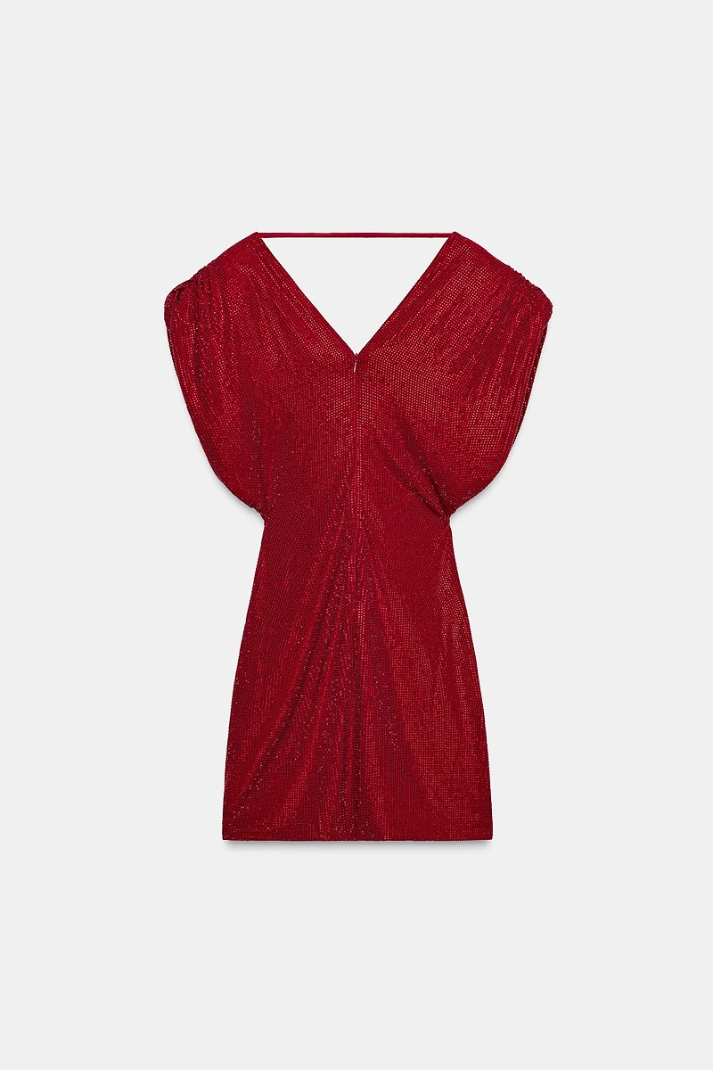 ROBE COURTE À ÉPAULETTES AVEC STRASS