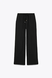 ELASTIC WAIST WIDE LEG PANTS