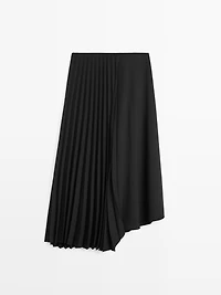 Denim midi skirt with plank detail
