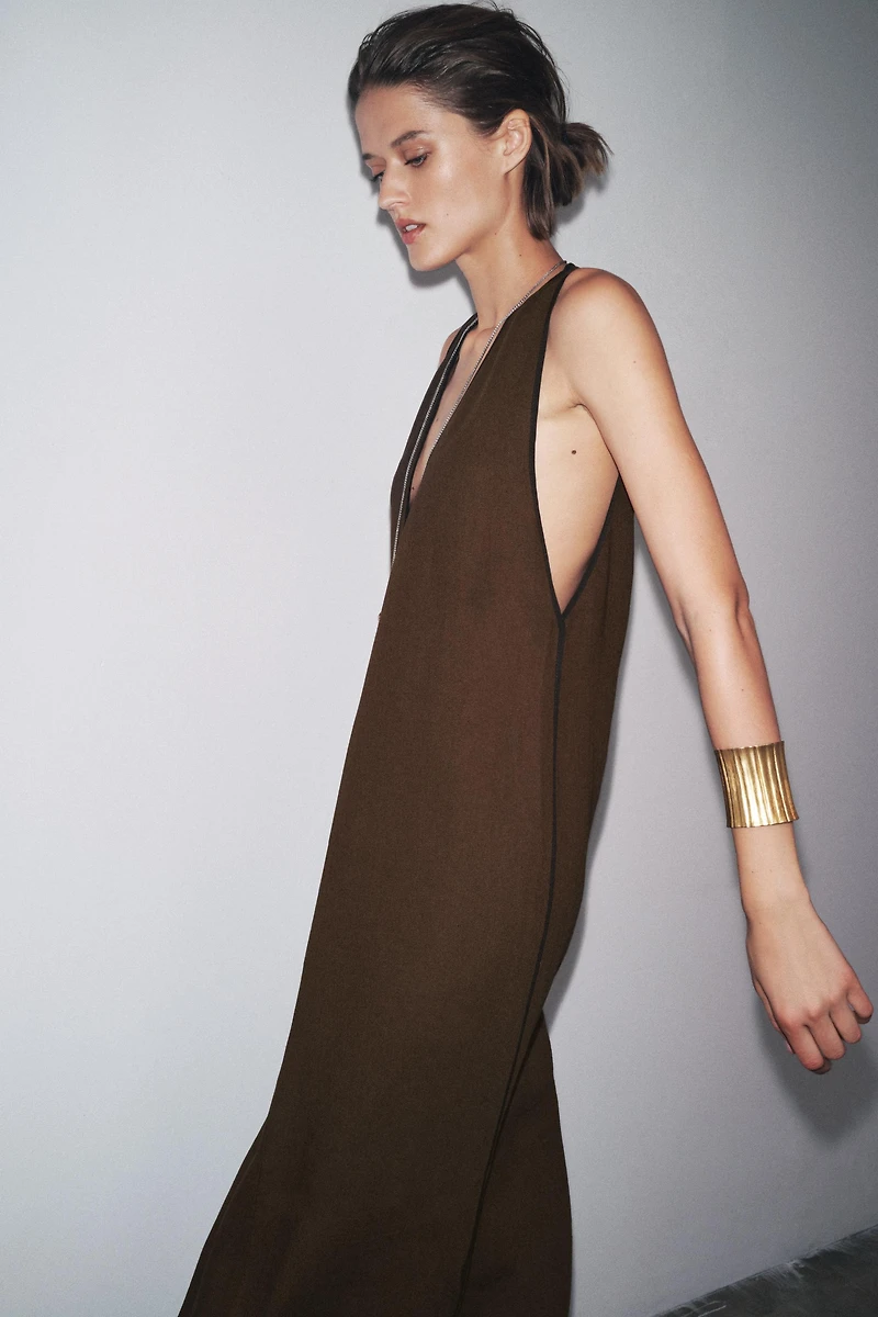 ZW COLLECTION LINEN BLEND MIDI DRESS