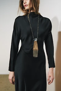 DRAPED SATIN EFFECT DRESS