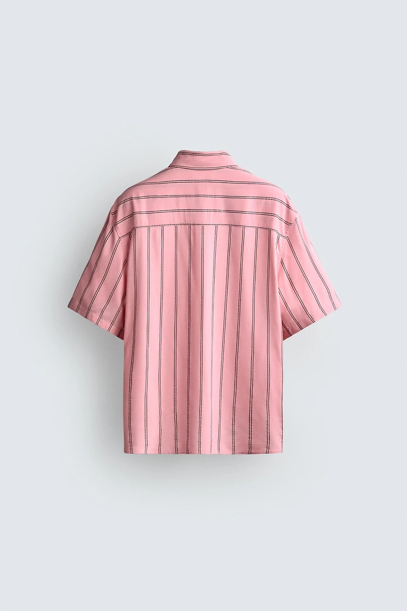 FLOWY STRIPED POCKET SHIRT