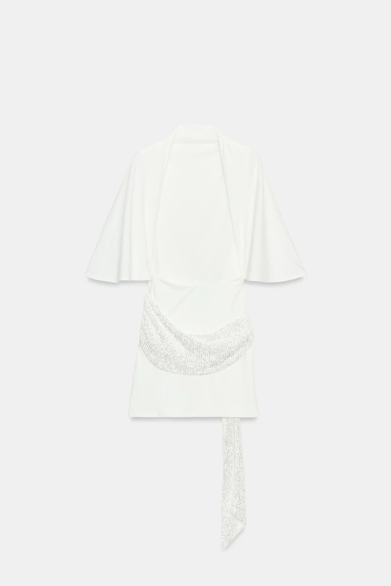 SHORT DRESS WITH COMBINED SEQUINS