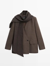 Blazer écharpe chiné 100% lin