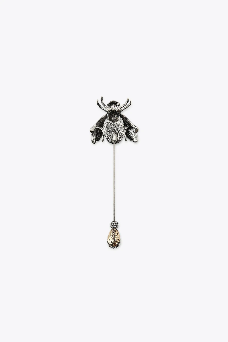 MAXI METALLIC BEE BROOCH WITH SPARKLES