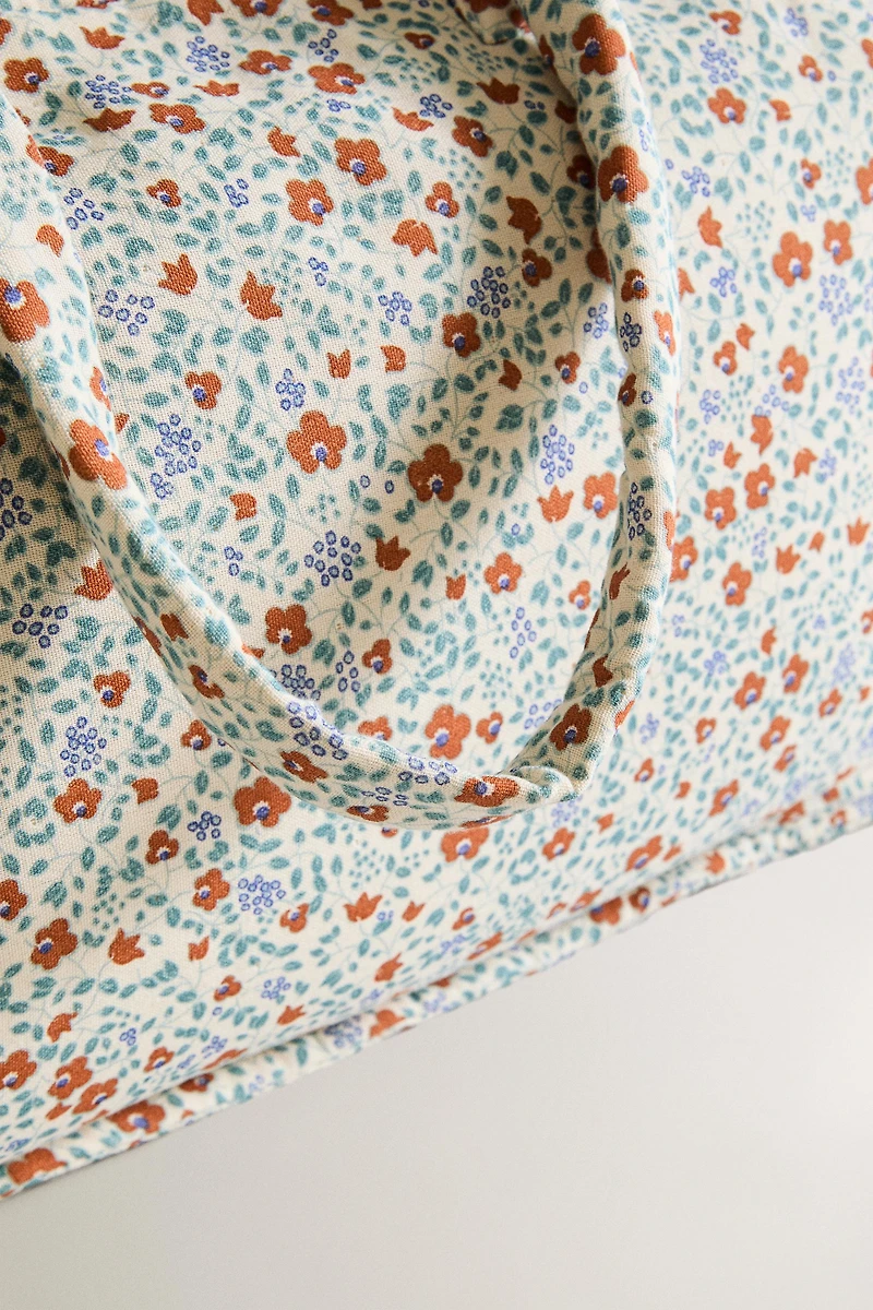 FLORAL COTTON BEACH BAG