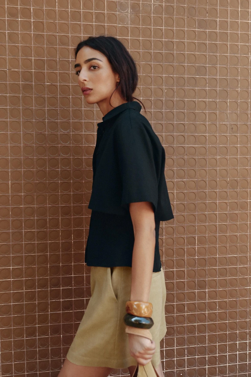 FITTED DOUBLE LAYER LINEN SHIRT