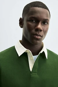 CONTRAST COLLAR POLO SWEATSHIRT