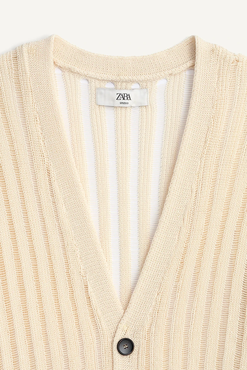 OPENWORK TEXTURED CARDIGAN