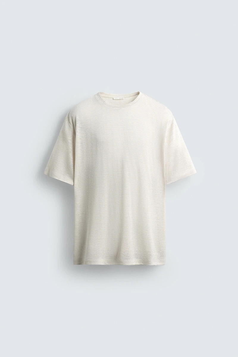 HEMP-VISCOSE STRIPED T-SHIRT