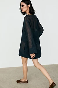100% linen flowy mini dress