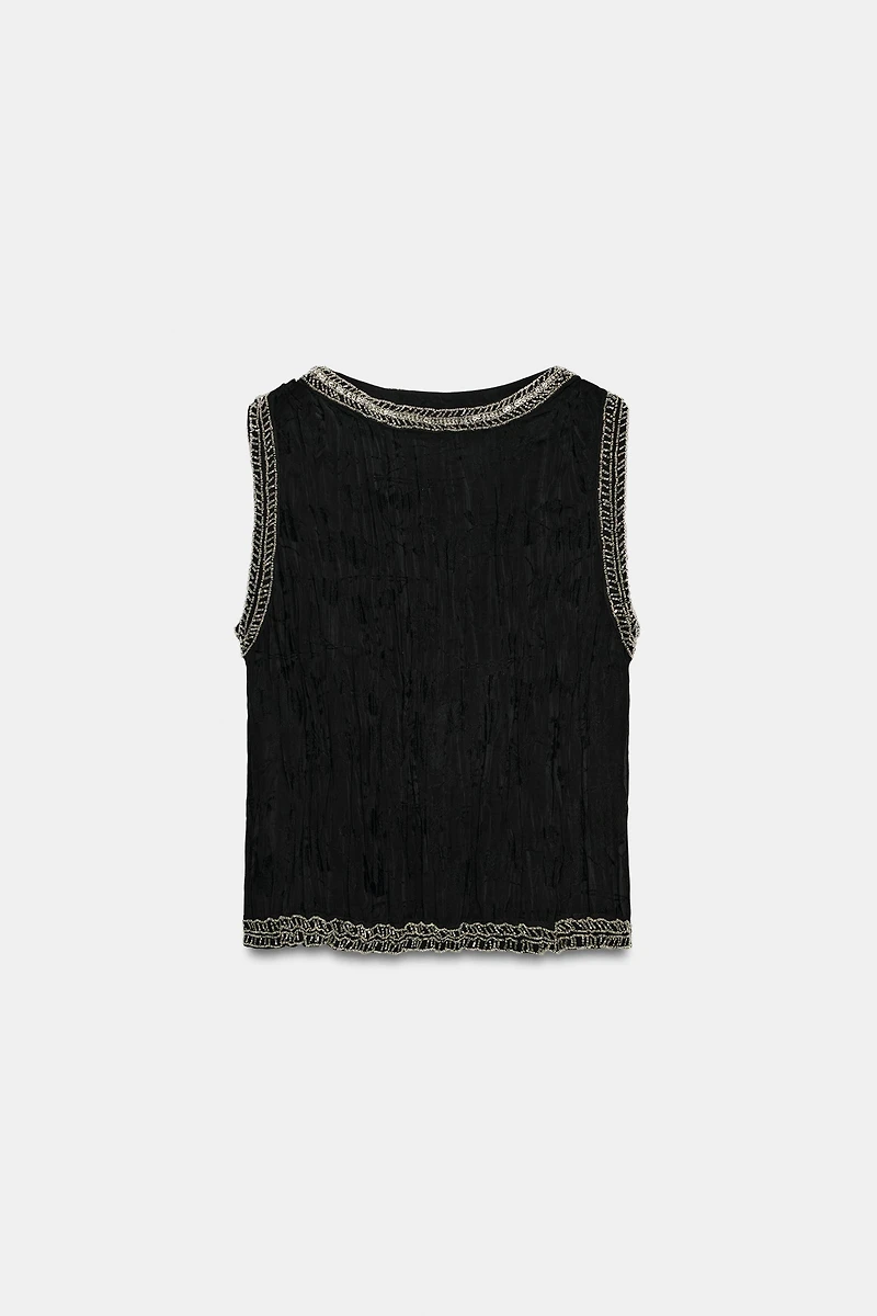 ZW COLLECTION JACQUARD BEADED TOP