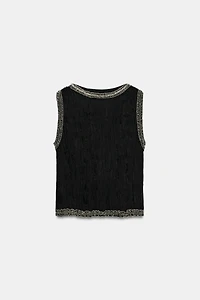 ZW COLLECTION JACQUARD BEADED TOP