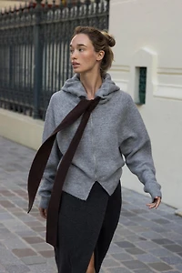 DRAWSTRING KNIT HOODIE JACKET