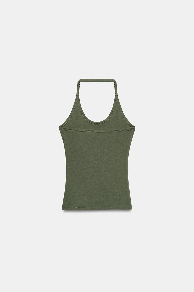 STUDDED HALTER TOP