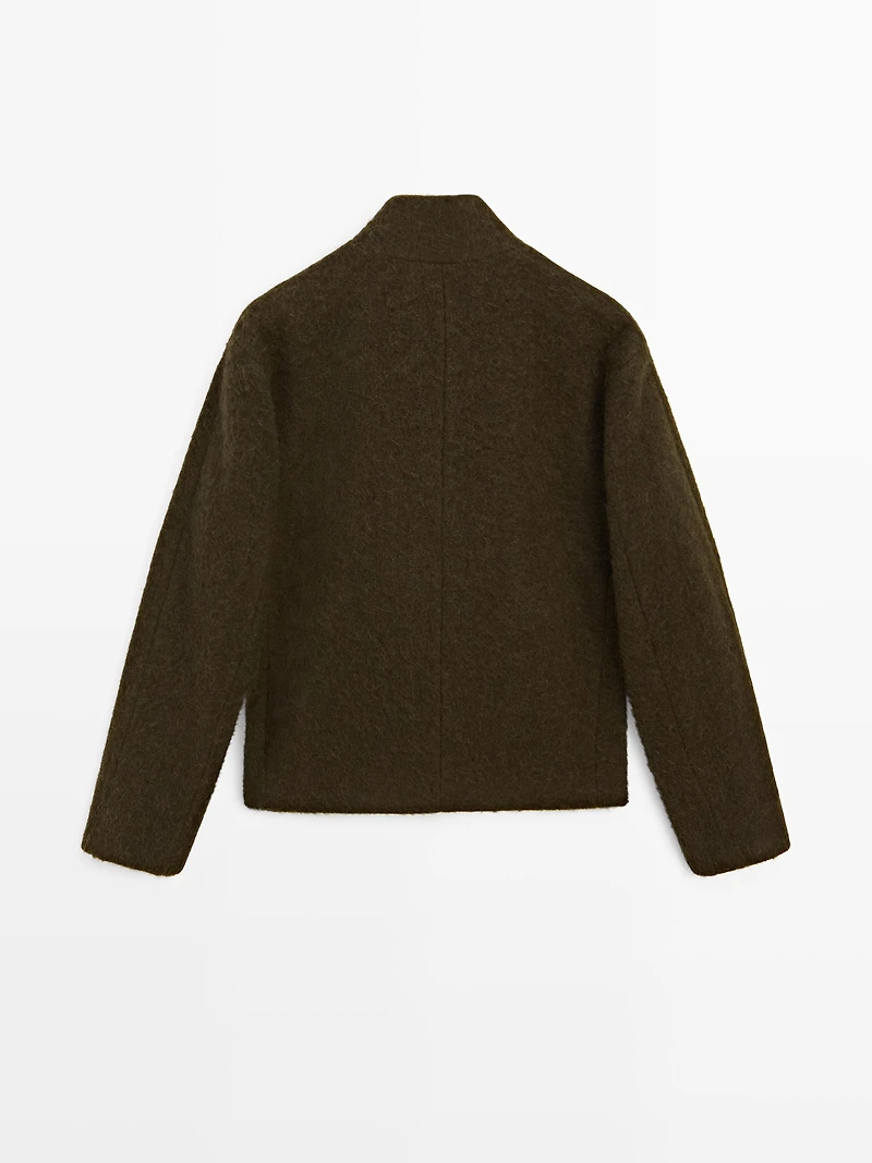Short alpaca and wool blend cardigan