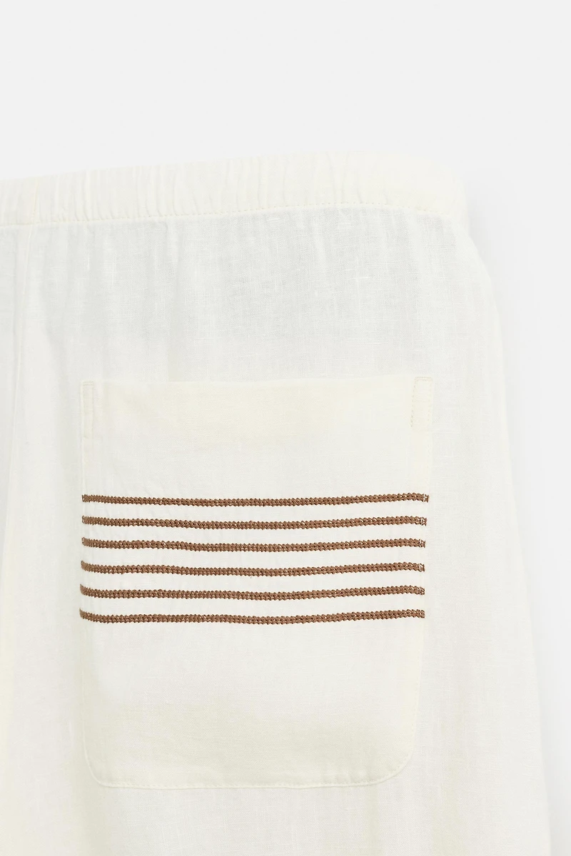 100% LINEN EMBROIDERED PANTS