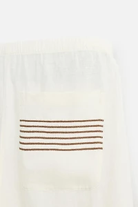 100% LINEN EMBROIDERED PANTS