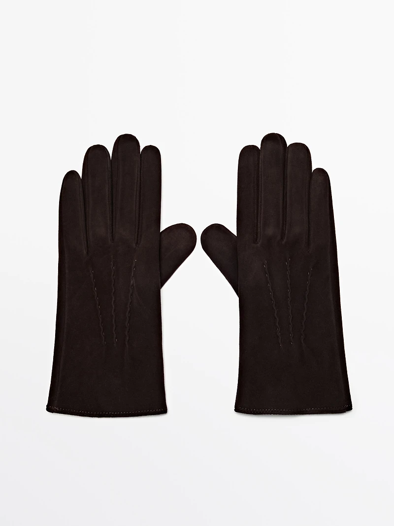 Suede leather gloves