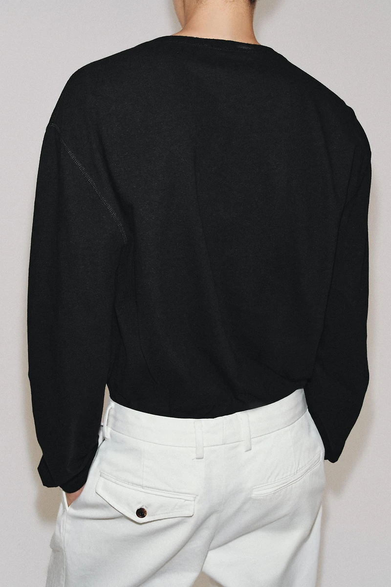 LINEN BLEND HENLEY SHIRT