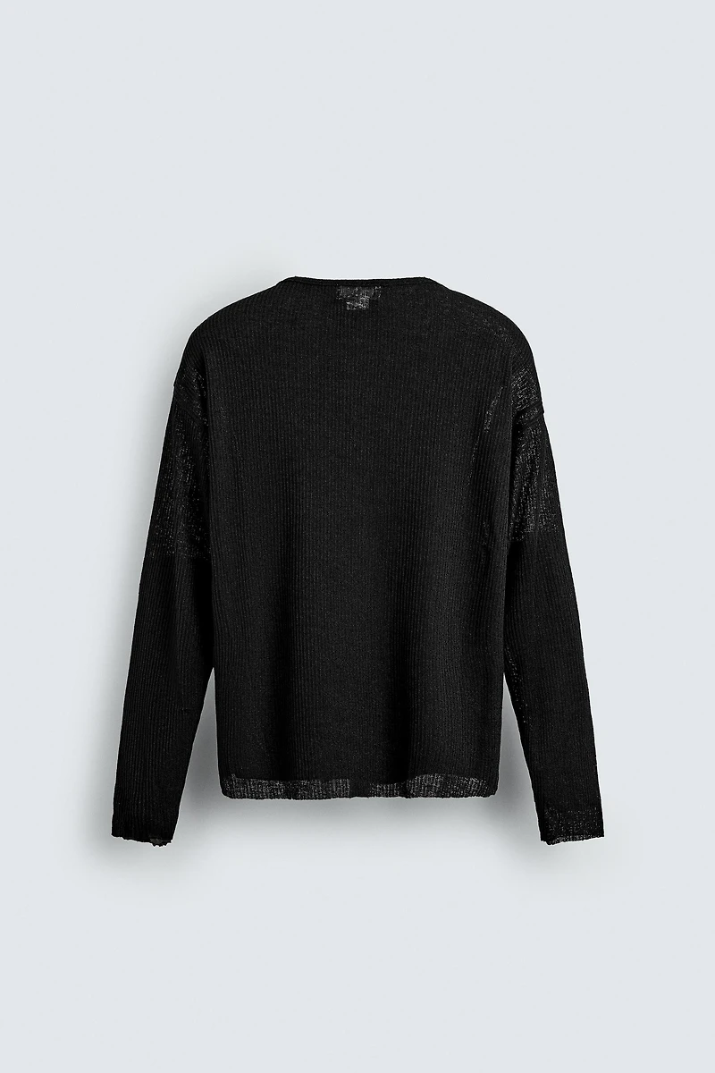 BUTTON NECK KNIT T-SHIRT