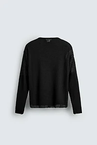 BUTTON NECK KNIT T-SHIRT